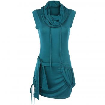 Forplay Vestido de Cuello Alto Vestido Petróleo L