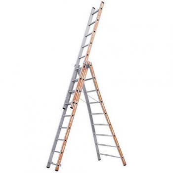 Escalera de Aluminio Industrial Pronor, Triple Sección, 27 Peldaños (9+9+9)