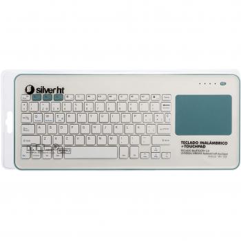 Silver HT TOUCHPADWIRELESSKB Blanco + Azul Teclado Universal INALÁMBRICO BT 3.0 con TOUCHPAD