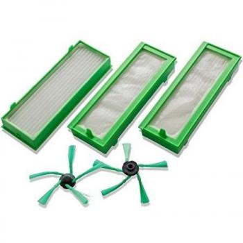 Kit de Mantenimiento 5 Piezas Compatible con Aspiradora Robot Vorwerk Kobold VR-300, VR-200 - Filtro HEPA y Cepillos Laterales de Repuesto