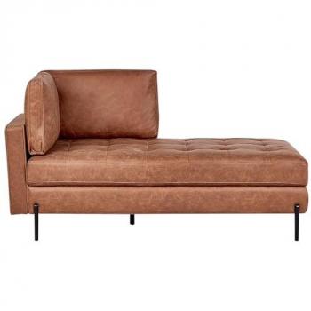 Chaise Longue Moderna Tradicional de Piel Sintética Mullida Marrón Dorado Izquierda Rebais
