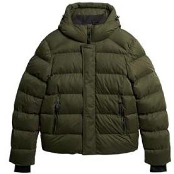 Superdry Men's Hooded Microfibre Sports Puffer Jacket - Army Khaki - Size XXL