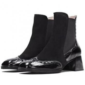 Botines de mujer Hispanitas de piel con punta cuadrada, color negro, modelo Milan Hi243588, con tacón