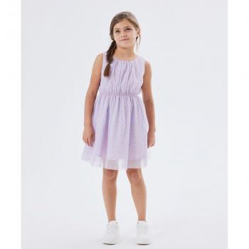 Vestido sin mangas de niña de tul con purpurina y cintura elástica