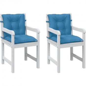 Cojines para silla respaldo bajo 2 piezas tela azul mélange 100x50x7 cm