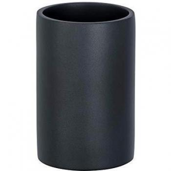 WENKO Vaso de dientes Ida antracita - Soporte para cepillos de dientes, para cepillos y pasta de dientes, Poliresina, 7 x 10.5 x 7 cm, Antracita