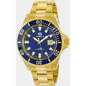 Reloj Marea Hombre Analógico Dorado con Bisel Dorado/Azul, Fecha, Acero Inoxidable y Correa Dorada