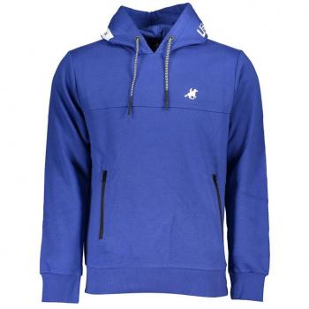 U.S. Polo Assn. Men's XL Blue Hooded Fleece Sweatshirt with Logo Detail and Central Pockets