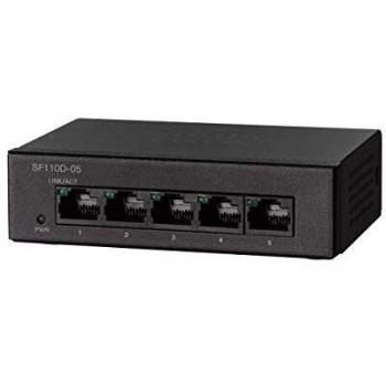 Cisco SF110D-05 Unmanaged Switch, 5 Ports 10/100, Limited Lifetime Protection