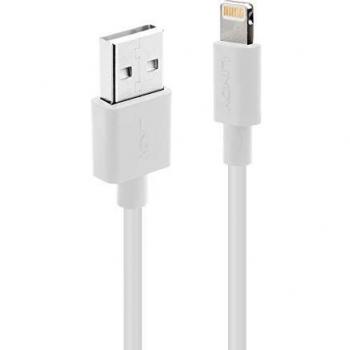 Lindy 1m USB to Lightning Cable - White, 1 meter length, compatible with Apple devices, fast charging and data transfer capabilities, durable design