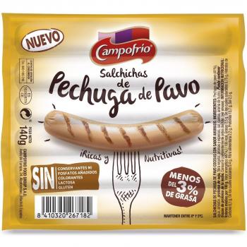 Campofrio Salchichas Pechuga de Pavo Bajas En Grasa Gama Infantil - 140 gr
