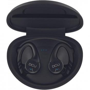 DCU Earbuds Bluetooth Sports con Earhook IPX-6 y Base de Carga Negros