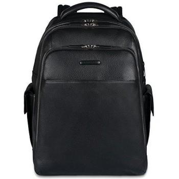 Piquadro Modus Black Laptop Backpack with iPad Compartment and Bottle Holder, One Size