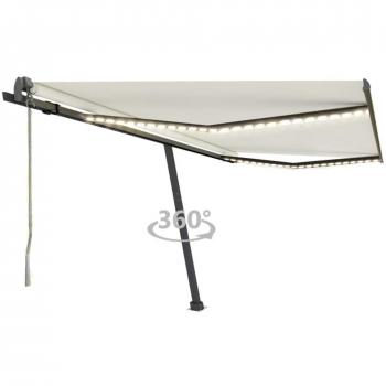Toldo automático Día y Noche con LED y sensor de viento crema 450x300 cm