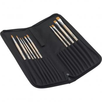 Set de 10 Pinceles Artcreation con Mango Largo y Estuche Organizador