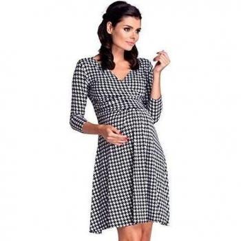 Zeta Ville - Premamá Vestido skater maternidad de pata de gallo - mujer - 007c