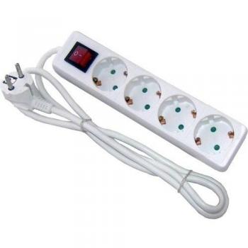REGLETA DE CONEXION 4 TOMAS SCHUKO CABLE 3G1,5MM2 DE LONGITUD 1,5 METROS CON INTERRUPTOR Y PROTECCION INFANTIL LINEA BÁSICA