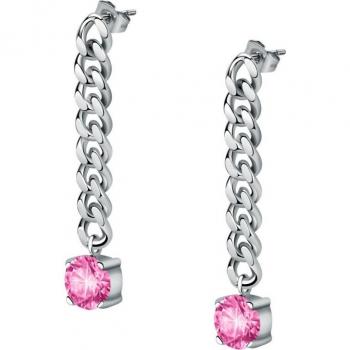 Pendientes Morellato Poetica de acero con cristales color rosa
