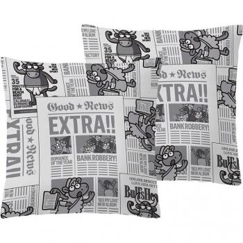Kukuxumusu - 2 Fundas de almohada EXTRA NEWS 65x65 cm 100% algodón 144 hilos