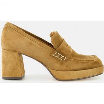 Mocasines de mujer en serraje con plataforma y tacón bloque - Latouche