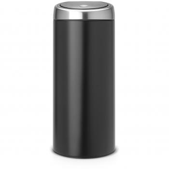 Brabantia Touch Bin - Cubo de basura, 30 litros, cubo interior de plástico extraíble, color negro mate con tapa en acero mate anti-huellas