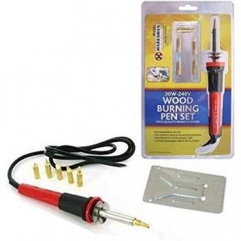 30W-240V PYROGRAPHY WOOD BURNING IRON PEN SET KIT + 5 TIPS WOOD WORKING TOOL NEW by BARGAINS-GALORE