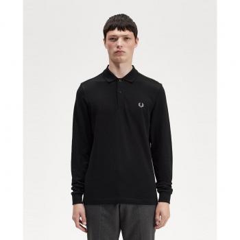 Fred Perry Men's Long Sleeve Cotton Piqué Polo Shirt - Black, Size 2XL Classic