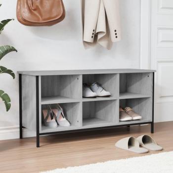 Zapatero de madera contrachapada 100x35x50 cm en color gris sonoma, negro y roble ahumado vidaXL