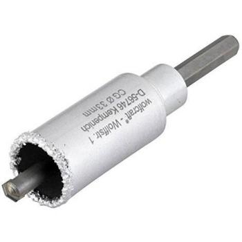 Wolfcraft 3893000 Sierra de Corona con Metal Duro, Vástago y Broca, Profundidad de Corte 55mm, Diámetro 33mm en Acero Inoxidable