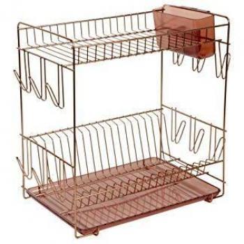 Sauvic Cobre Escurreplatos, Acero Inoxidable 18/8 con Acabado en Color, Grande
