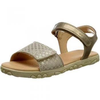 Geox J SANDAL HAITI GIRL, Sandalias con Punta Abierta, para Niñas, Dorado