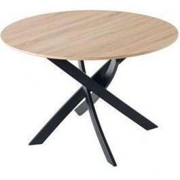 Mesa de comedor circular Zen 100 en roble y negro con un diámetro de 100 cm