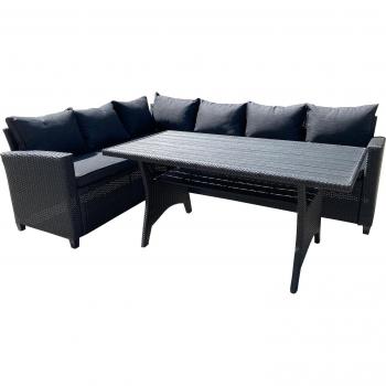 7 Seater Rattan Corner Sofa Dining Furniture Set - Grey
