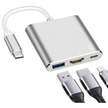 Adaptador USB 3.1 Tipo C Macho a USB Type A y HDTV 4K Hembras - Multipuerto Audio Video Transferencia Datos