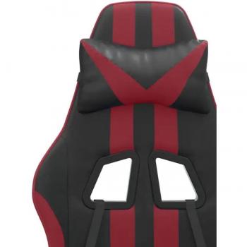 Silla gaming con reposapiés de cuero sintético negro rojo tinto