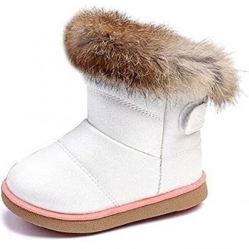 KVbabby Botas de Nieve para Niños Invierno Botines Calentar Botas De Nieve Ante Anti-Deslizante Zapatos Botas de Trabajo,Blanco,21 EU = Fabricante 22