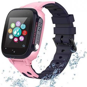 Reloj Inteligente para Niños a Prueba de Agua IP67, Teléfono Smartwatch LBS localizador SOS Alarma por Chat de Voz Cámara, Regalo para Niño Niña Reloj Digital de Pulsera, Rose