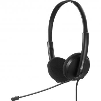 Auriculares de Oficina USB-C Sandberg - Cableado, On-Ear, 20-20000 Hz, 110 g, Color Negro