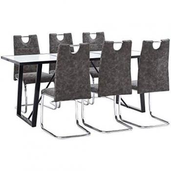 vidaXL Juego de Comedor 7 Piezas Cuero Sintético Mobiliario Decoración Interior Casa Hogar Robusto Duradero Resistente Funcional Práctico Útil Marrón
