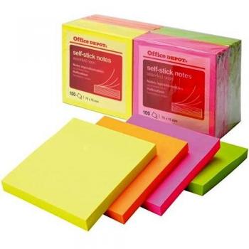 Office Depot Sticky Notes 76x76mm 4- colores surtios, 1 unidad