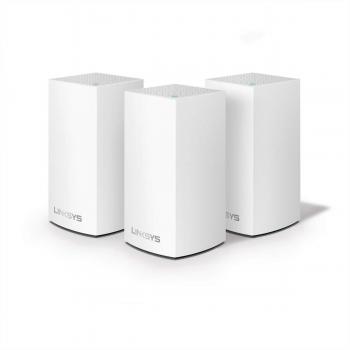 Linksys Velop WHW0103 sistema WiFi 5 mesh de doble banda AC1200, router WLAN, repetidor, extensor, cobertura de hasta 400 m², 6 puertos Gigabit Ethernet y controles parentales, paquete de 3, blanco