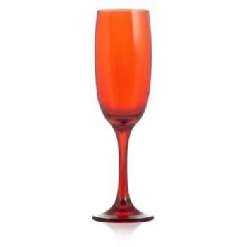 Set de 6 Copas Flute Imperiales de Cristal Rojo 21 cl, aptas para lavavajillas