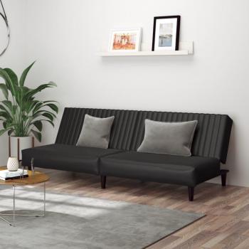 vidaXL Black Faux Leather 2-Seater Sofa Bed
