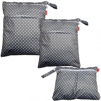Damero 3pcs Bolsas para Pañales Organizador para Viaje Puntos gris
