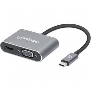 DOCKING STATION MANHATTAN, USB-C A HDMI Y VGA, 4 EN 1