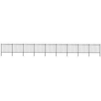 vidaXL Garden Fence with Spear Top Steel 15.3x1.5 m Black