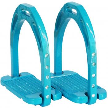 AMKA estribos de aluminio con brillantes, extra ligero, Seguros, Ancho superficie | aluminio Stirrup with Rhinestones, Light, Color Turquesa