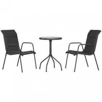 Black Steel 3-Piece Outdoor Dining Set