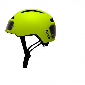Torch, 0026, T2 Casco de Bicicleta Con Luces Integradas, Amarillo Fluorescente