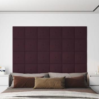Paneles de pared 12 uds tela morado 30x30 cm 1,08 m²